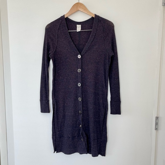 Free People We The Free Sparkly Shimmer Navy Duster Cardigan - Picture 3 of 15